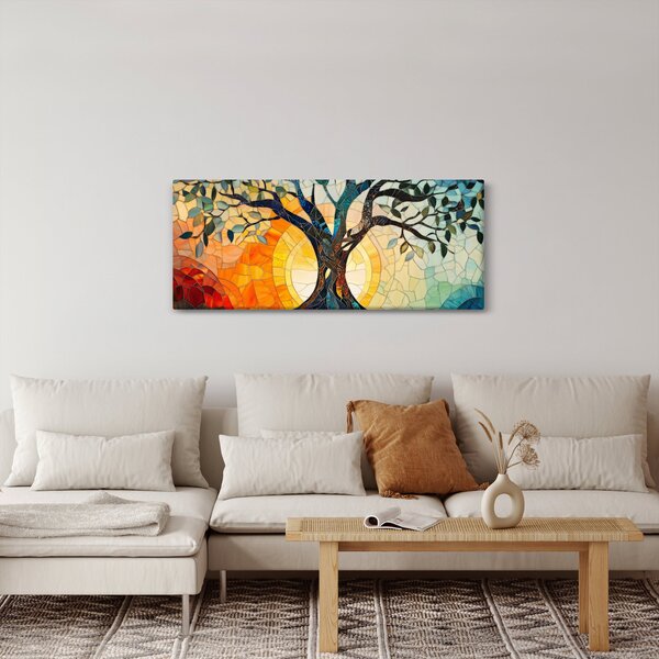 Kép – Mozaik – nap és fa I. (120x50 cm)