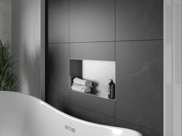 Mexen X-Wall-NR süllyesztett polc perem nélkül 60 x 30 cm, inox - 1911603010
