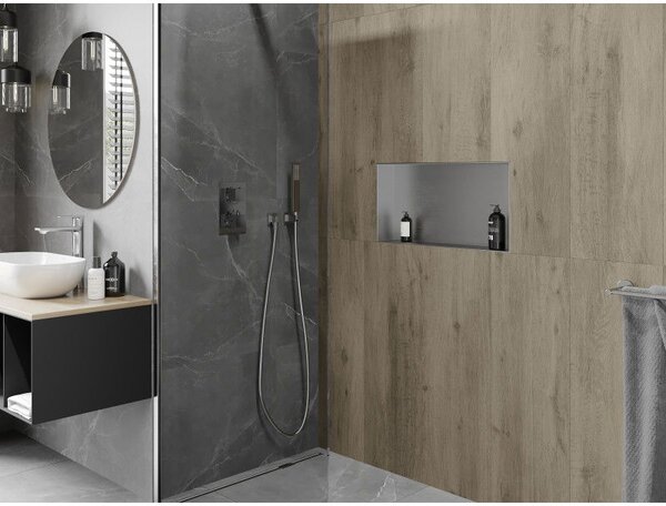 Mexen X-Wall-NR süllyesztett polc perem nélkül 60 x 30 cm, inox - 1911603010