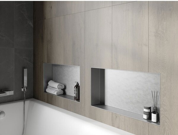Mexen X-Wall-NR süllyesztett polc perem nélkül 60 x 30 cm, inox - 1911603010
