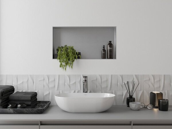Mexen X-Wall-NR süllyesztett polc perem nélkül 60 x 30 cm, inox - 1911603010