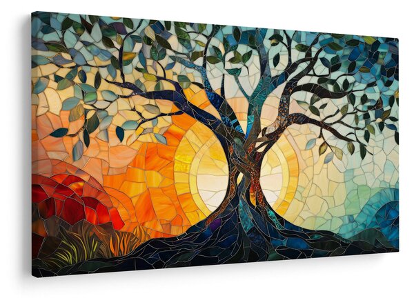 Kép – Mozaik – nap és fa I. (90x60 cm)