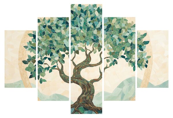 Kép – Elegáns mozaik fával (150x105 cm)