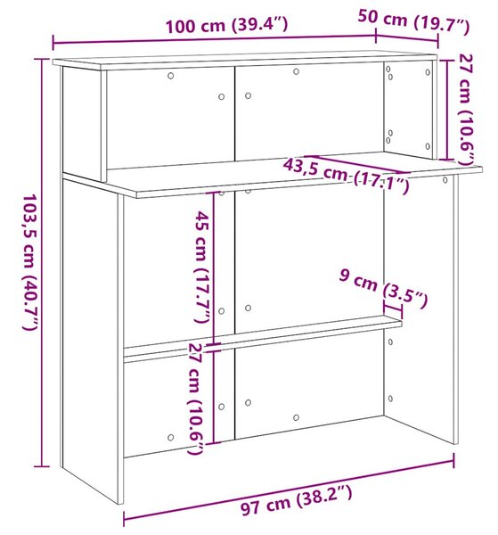 Recepciós pult fekete 100x50x103,5 cm szerelt fa