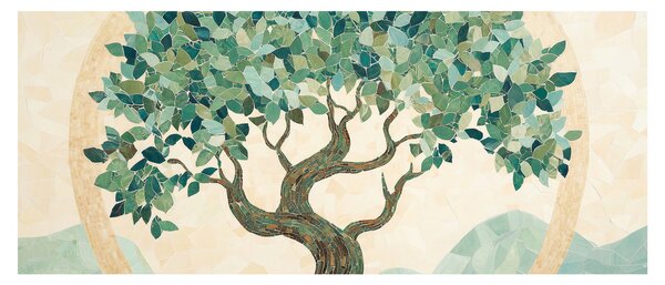 Kép – Elegáns mozaik fával (120x50 cm)