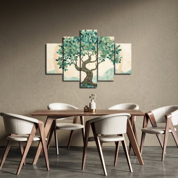 Kép – Elegáns mozaik fával (150x105 cm)