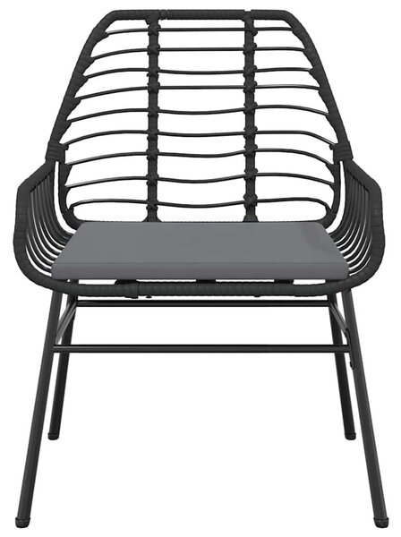 5 részes fekete polyrattan üveg kerti étkezőgarnitúra párnákkal