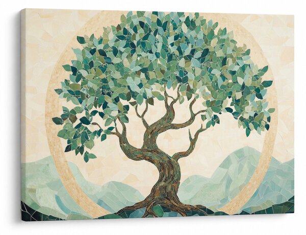 Kép – Elegáns mozaik fával (70x50 cm)