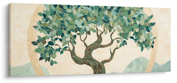 Kép – Elegáns mozaik fával (120x50 cm)