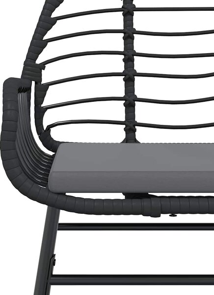 5 részes fekete polyrattan üveg kerti étkezőgarnitúra párnákkal