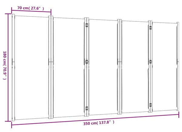 Sötétkék 5 paneles térelválasztó 350 x 180 cm