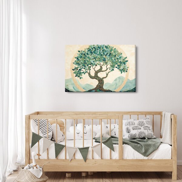 Kép – Elegáns mozaik fával (90x60 cm)