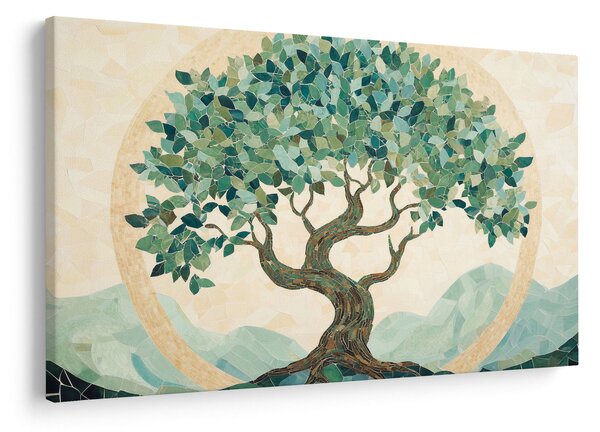 Kép – Elegáns mozaik fával (90x60 cm)