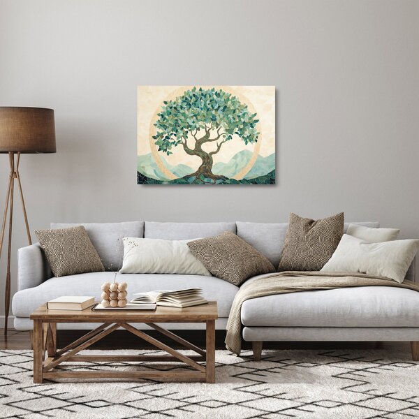 Üveg kép – Elegáns mozaik fával (70x50 cm)