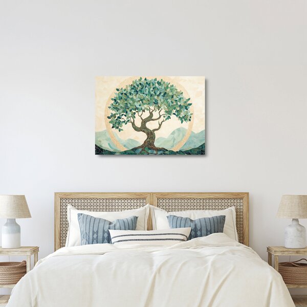Üveg kép – Elegáns mozaik fával (70x50 cm)