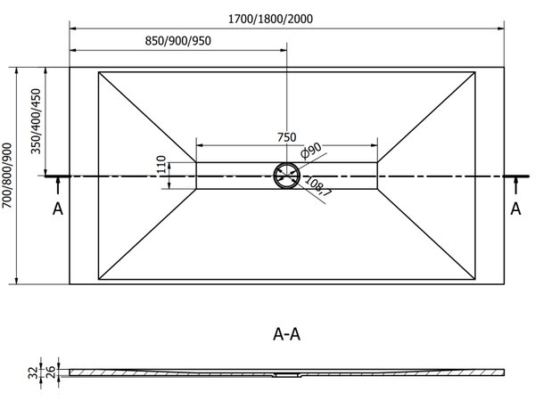 Mexen Toro téglalap alakú SMC zuhanytálca 200 x 70 cm, fekete - 43707020