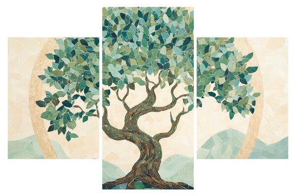 Kép – Elegáns mozaik fával (90x60 cm)