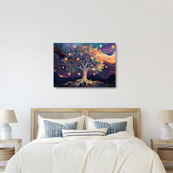 Üveg kép – Lila fa tele energiával (70x50 cm)