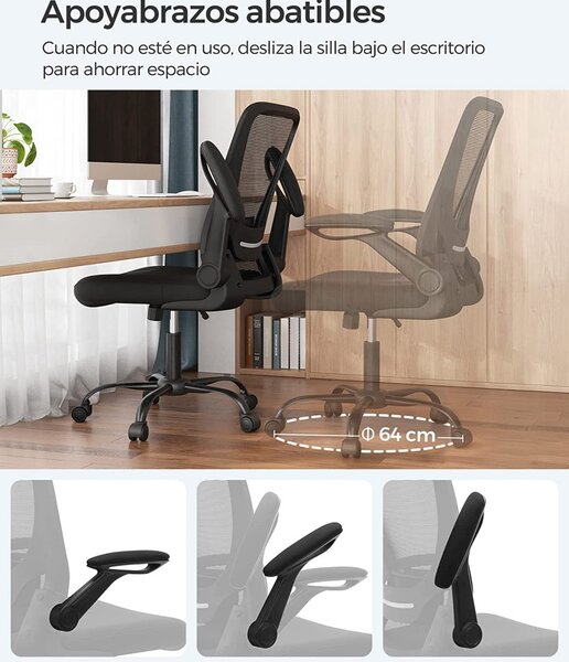 Irodai szék Songmics, fekete, 66x60x(99-107) cm