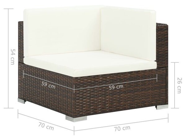 7-részes barna polyrattan kerti bútorszett párnákkal