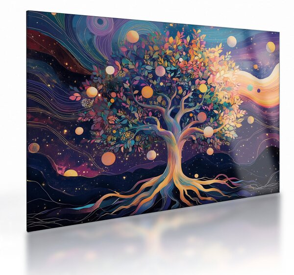 Üveg kép – Lila fa tele energiával (70x50 cm)
