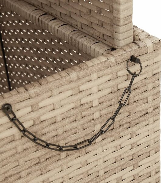 Bézs polyrattan és akácfa kerti asztal 90 x 55 x 71 cm
