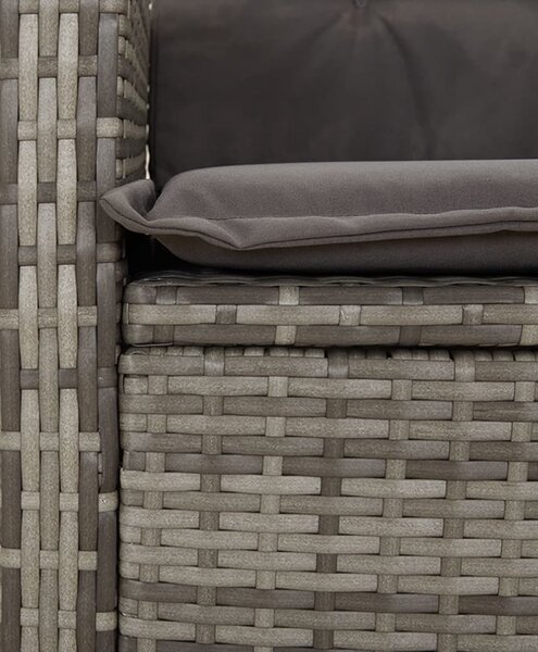 Szürke polyrattan dönthető kerti szék párnákkal