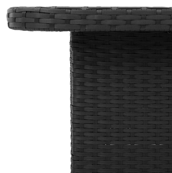 Fekete polyrattan és akácfa kerti asztal 80 x 80 x 71 cm
