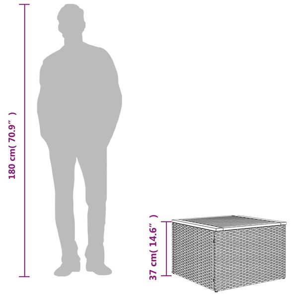 Bézs polyrattan és akácfa kerti asztal 55 x 55 x 37 cm