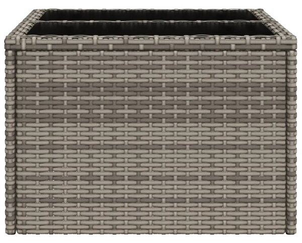 Szürke polyrattan üveglapos kerti asztal 55 x 55 x 37 cm