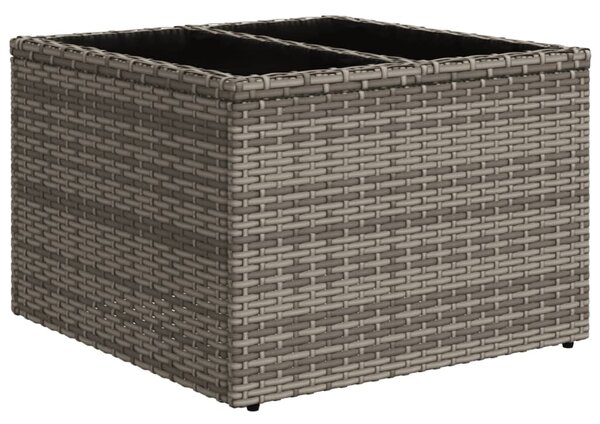 Szürke polyrattan üveglapos kerti asztal 55 x 55 x 37 cm