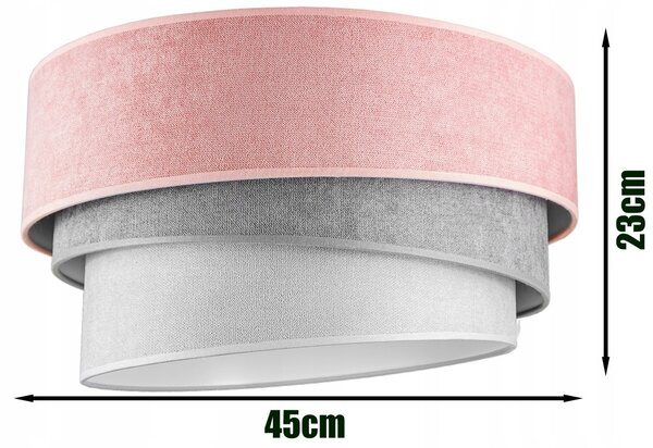Rózsaszín Trio függőlámpa / csillár velúr anyagból, különleges exkluzív megjelenés. Glimex Abazur (GA0153)