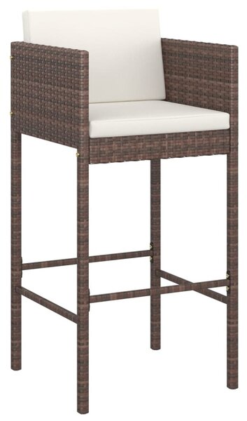 2 db barna polyrattan bárszék párnával