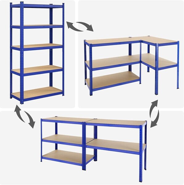 Polc 5 szintes, Songmics, 40 x 90 x 180 cm, kék, GLR040Q01