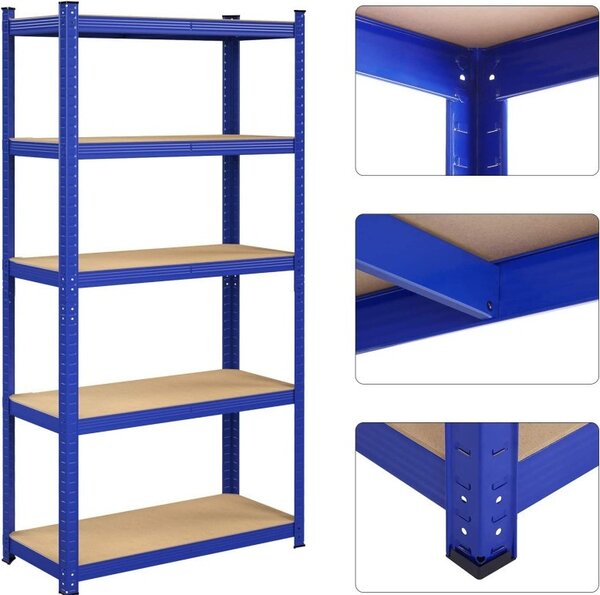 Polc 5 szintes, Songmics, 40 x 90 x 180 cm, kék, GLR040Q01