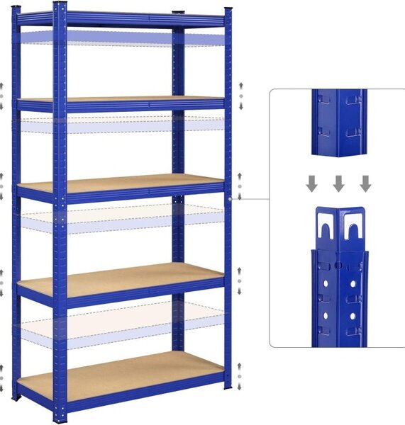 Polc 5 szintes, Songmics, 40 x 90 x 180 cm, kék, GLR040Q01
