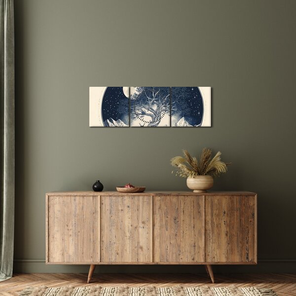 Kép – Mágikus fa szarvassal I. (órával) (90x30 cm)