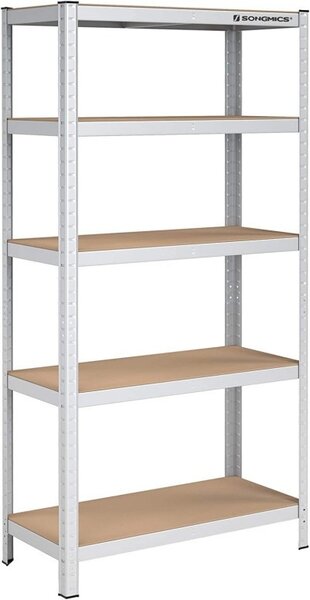 Polc 5 szintes, Songmics, 40 x 90 x 180 cm, ezüst, GLR40SV