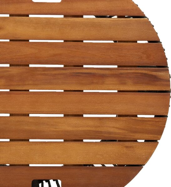 2 db fekete polyrattan kerti kisasztal fa asztallappal