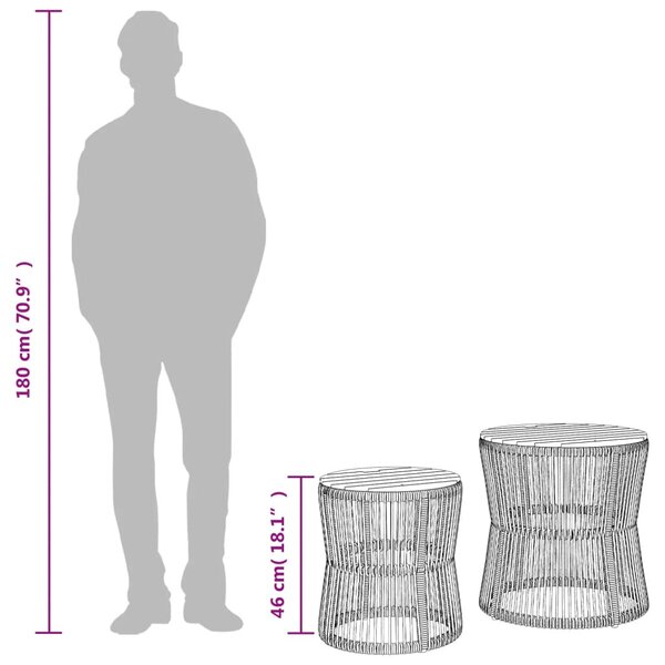 2 db fekete polyrattan kerti kisasztal fa asztallappal
