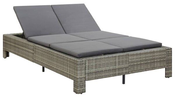 Kétszemélyes szürke polyrattan napozóágy párnával