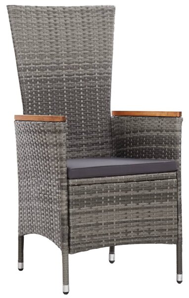 9-részes szürke polyrattan kültéri étkezőgarnitúra párnákkal