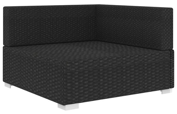 1 db fekete polyrattan moduláris sarokfotel párnákkal