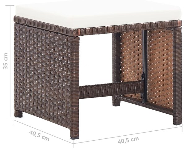 4 db barna polyrattan kerti ülőke párnával