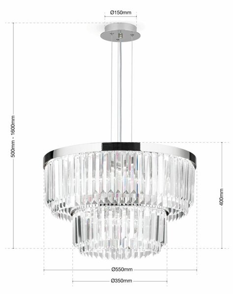 PRISM LED csillár, króm