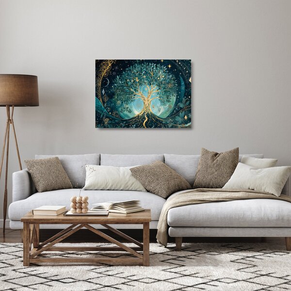 Üveg kép – Életfa az univerzumban (70x50 cm)
