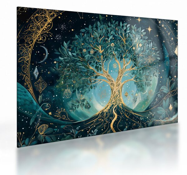 Üveg kép – Életfa az univerzumban (70x50 cm)