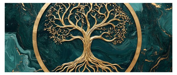 Kép – Márványban lévő arany életfa (120x50 cm)