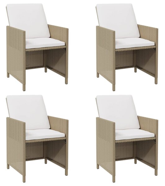 4 db bézs polyrattan kerti szék párnával