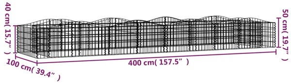 Íves horganyzott vas gabion magaságyás 400x100x50 cm